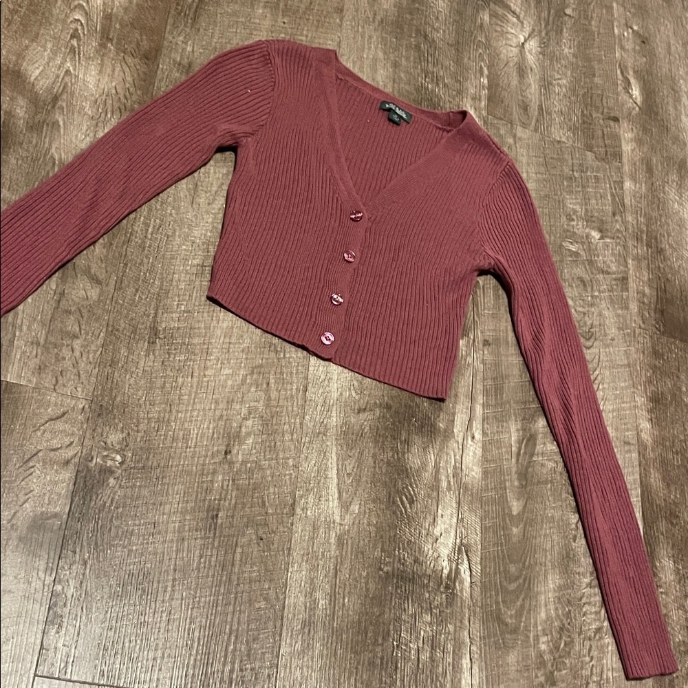Wild Fable Ribbed Burgundy Cardigan